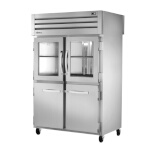 True STG2RPT-2HG/2HS-2S-HC - Pass-Thru Refrigerator, two-section, (2) glass & (2) solid half doors front, (2) solid doors rear